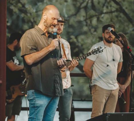 Jon Weems of Lake Shores Church in Marble Falls participated in the Good Friday Worship Night March 29 in Johnson Park.